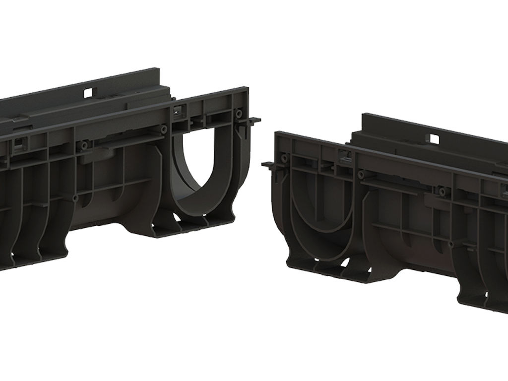 Лоток водоотводный пластиковый BASE DN100 H200 с решеткой щелевой стальной оцинкованной A15